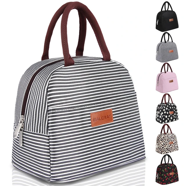 Alt view image 7 of 7 - BALORAY Lunch Bag for Women Men Adult Lunch Box (Black White Stripes), M