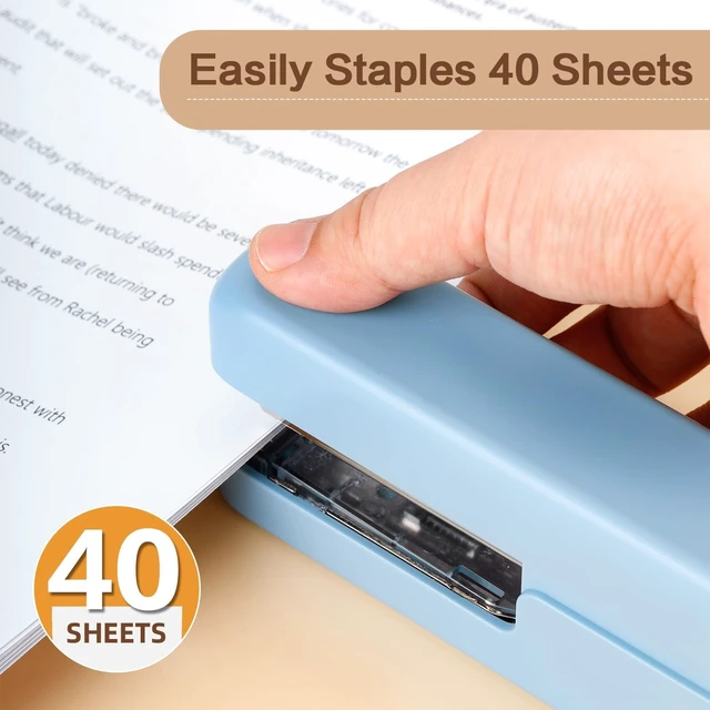 Alt view image 2 of 7 - deli Stapler, Desktop Staplers with Integrated Staple Remover, 45 Sheet Capacity Office Stapler, 2 Pack, Blue