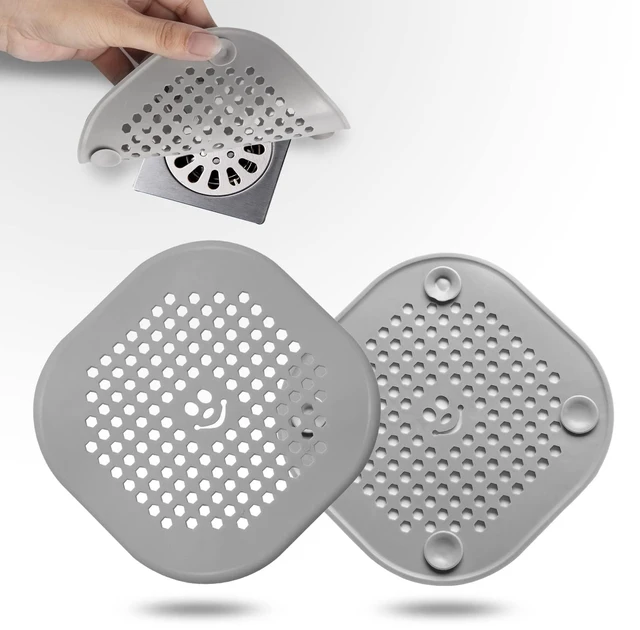 Main image of 2 Pack Drain Hair Catcher Silicone Bathroom Accessories Shower Drain Protector Sink Drain Strainer Hair Stopper for Shower Kitchen Bathroom Tub Grey