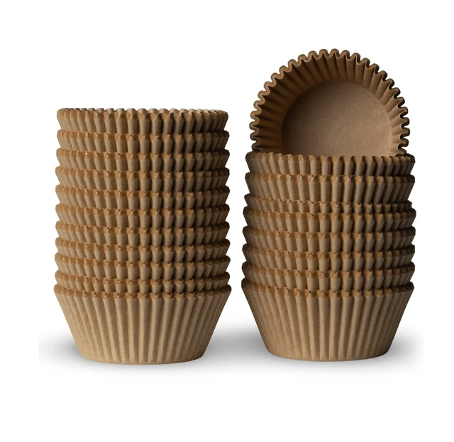 Alt view image 3 of 7 - 200 Paper Cupcake Liners, Muffin Liners or Baking Cups for Desserts, Muffins, Cupcakes and More Treats; Grease Proof, No Smell, Food Grade, Nut Serving Containers (Brown)