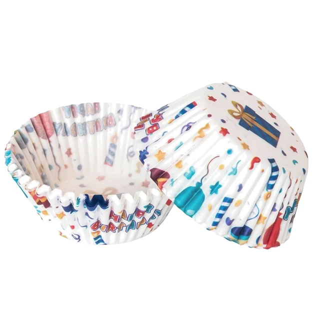 Alt view image 4 of 7 - 200 Paper Cupcake Liners, Muffin Liners or Baking Cups for Desserts, Muffins, Cupcakes and More Treats; Grease Proof, No Smell, Food Grade, Nut Serving Containers (Birthday)
