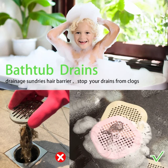 Alt view image 3 of 7 - 2 Pack Drain Hair Catcher Silicone Bathroom Accessories Shower Drain Protector Sink Drain Strainer Hair Stopper for Shower Kitchen Bathroom Tub Grey