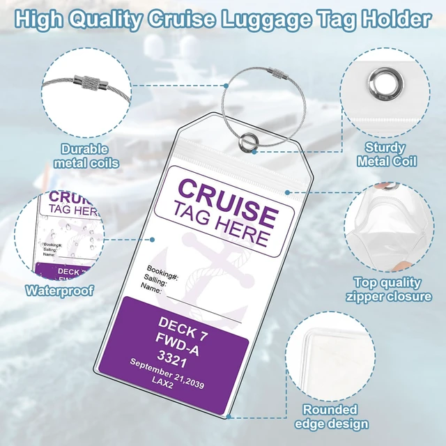 Alt view image 4 of 7 - Cruise Luggage Tag Holder for 2025 Carnival, NCL, MSC Cruises, and Princess Ships