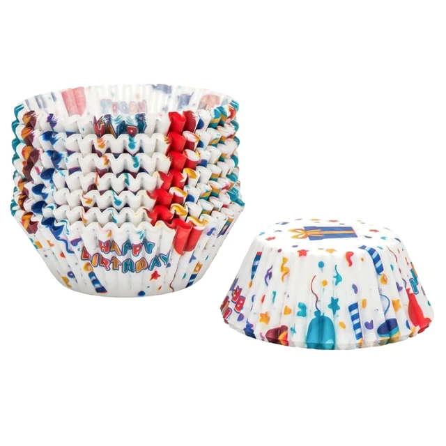 Alt view image 5 of 7 - 200 Paper Cupcake Liners, Muffin Liners or Baking Cups for Desserts, Muffins, Cupcakes and More Treats; Grease Proof, No Smell, Food Grade, Nut Serving Containers (Birthday)