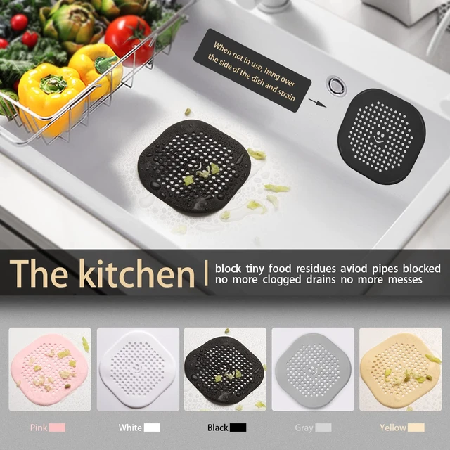 Alt view image 4 of 7 - 2 Pack Drain Hair Catcher Silicone Bathroom Accessories Shower Drain Protector Sink Drain Strainer Hair Stopper for Shower Kitchen Bathroom Tub Grey
