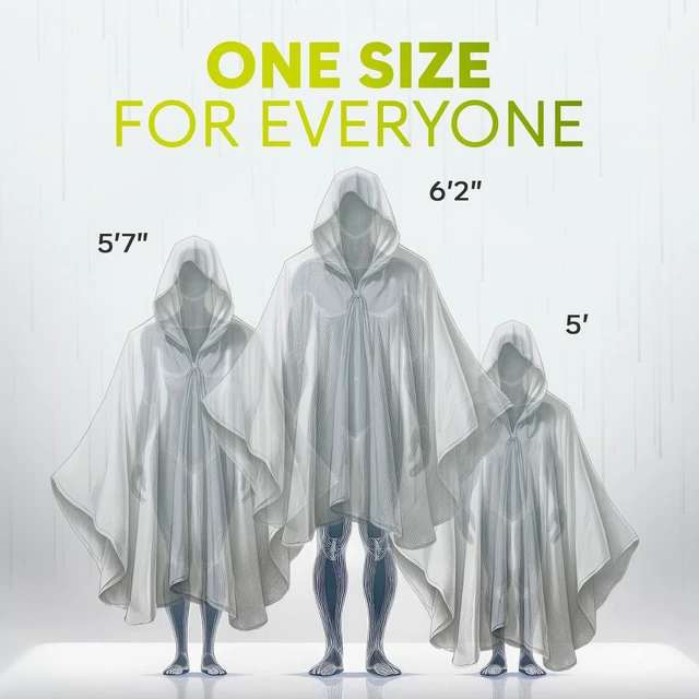 Alt view image 3 of 7 - ZENO Disposable Rain Ponchos for Adults - Clear with Hood, Compact Emergency Ponchos for Hiking, Camping, Travel