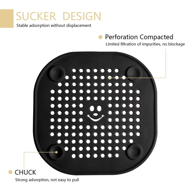 Alt view image 5 of 7 - 2 Pack Drain Hair Catcher Silicone Bathroom Accessories Shower Drain Protector Sink Drain Strainer Hair Stopper for Shower Kitchen Bathroom Tub Grey