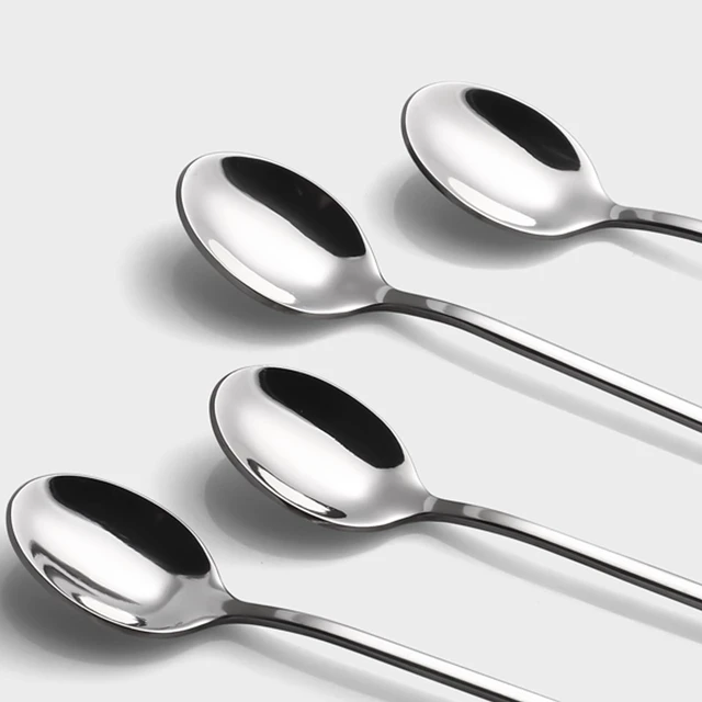 Alt view image 3 of 6 - Stainless Steel Long Handle Iced Tea Spoons, Stirring Spoon, Ice Cream Spoon, 8.78-Inch/22.3CM Long Teaspoons for Stirring Coffee, Mixing Cocktail, Mixing Milk Tea, Silver Spoons Set of 4