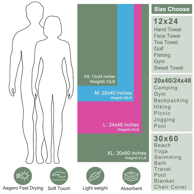 Alt view image 4 of 7 - Aegero Camping Towel,2 Pack Microfiber Travel Sports Towel,Quick Dry-Super Absorbent-Ultra Compact-Ultra Soft-Lightweight.Suitable for Gym,Yoga,Trip,Beach,Shower,Backpacking,Pool(Army Green)