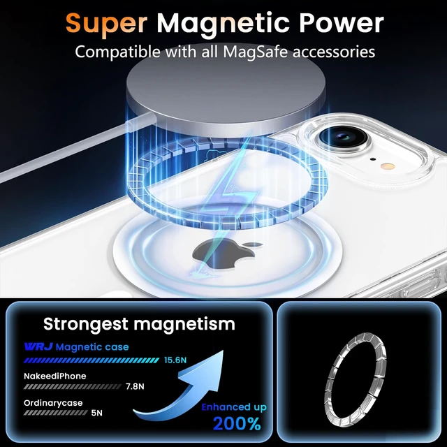 Alt view image 2 of 6 - WRJ Magnetic Clear Case for iPhone 17e/iPhone 16e 6.1-Inch,Clear