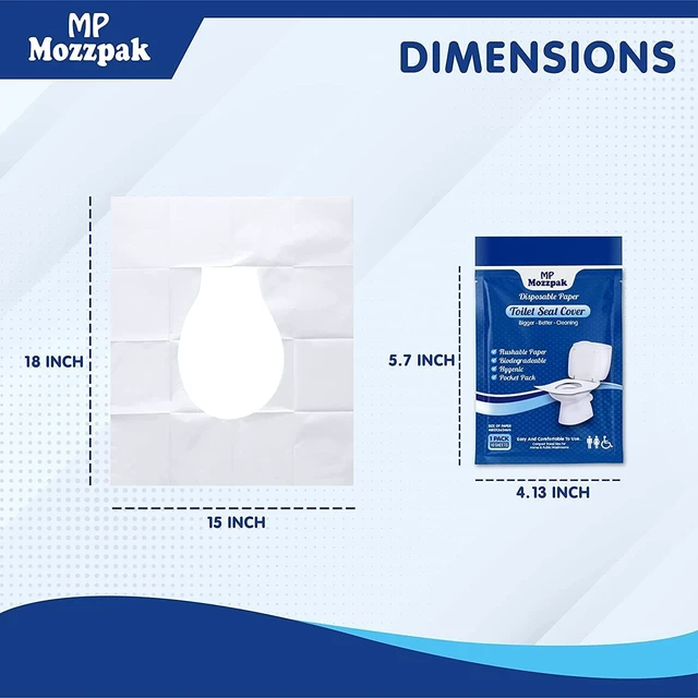 Alt view image 2 of 7 - MP MOZZPAK Toilet Seat Covers Disposable (60 Pack) - XL Flushable Disposable Toilet Seat Cover for Kids Potty Training, Adults - 100% Biodegradable - Travel Essential Accessories for Airplane, Camping