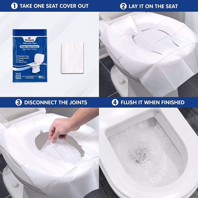 Alt view image 5 of 7 - MP MOZZPAK Toilet Seat Covers Disposable (60 Pack) - XL Flushable Disposable Toilet Seat Cover for Kids Potty Training, Adults - 100% Biodegradable - Travel Essential Accessories for Airplane, Camping