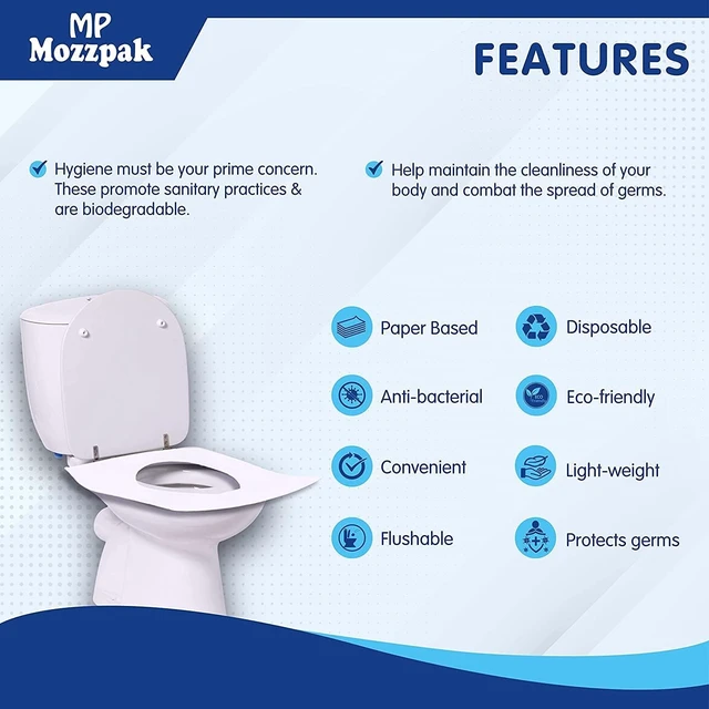 Alt view image 6 of 7 - MP MOZZPAK Toilet Seat Covers Disposable (60 Pack) - XL Flushable Disposable Toilet Seat Cover for Kids Potty Training, Adults - 100% Biodegradable - Travel Essential Accessories for Airplane, Camping