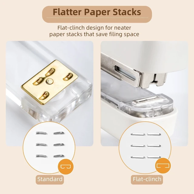 Alt view image 3 of 7 - deli Stapler, Desktop Staplers with Integrated Staple Remover, 45 Sheet Capacity Office Stapler, 2 Pack, White