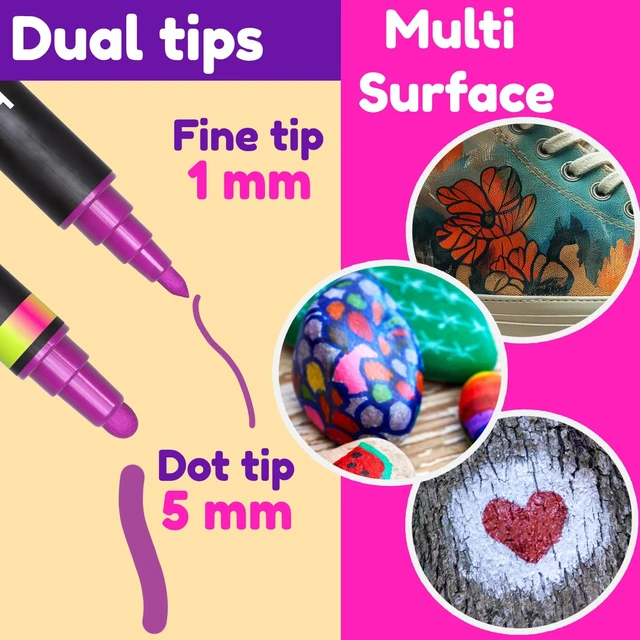Alt view image 3 of 4 - CHALKY CROWN Dual Tip Acrylic Paint Markers - Assorted - 12 Pack