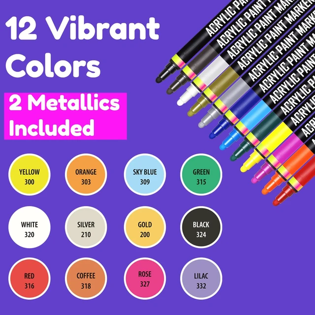 Alt view image 4 of 4 - CHALKY CROWN Dual Tip Acrylic Paint Markers - Assorted - 12 Pack