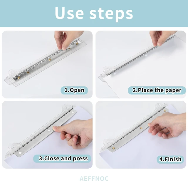 Alt view image 7 of 7 - AEFFNOC 3 Hole Punch, Portable 3 Hole Puncher for Binder, Three Hole Punchers with 10 Inches Ruler, 3 Ring Hole Punches, 5 Sheets Capacity, for School, Office (White)