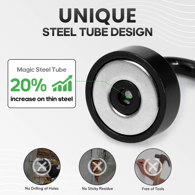 Alt view image 3 of 7 - Neosmuk Magnetic Hooks Steel Tube Design for Cruise,30lb+ Black,6 Pack