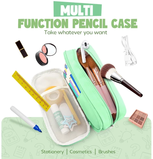 Alt view image 5 of 7 - HOHOM Pencil Case Large Capacity Pencil Pouch Holder Box Marker Storage Bag Desk Organizer Stationery Organizer for School Supplies Office Travel Organizers Office College