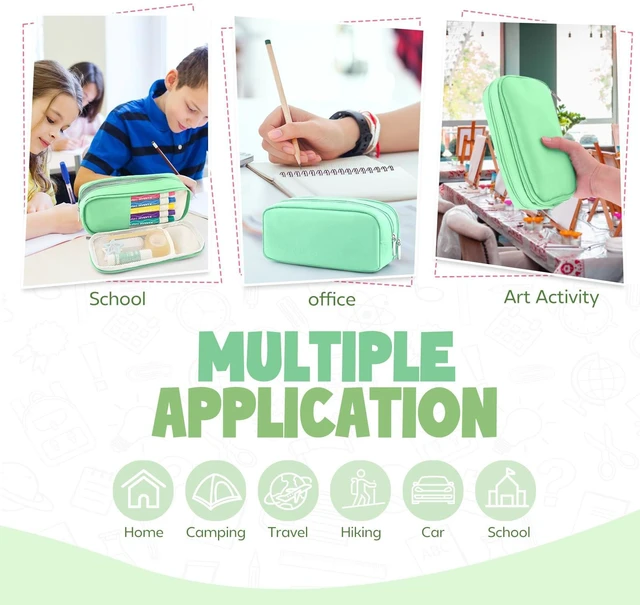 Alt view image 6 of 7 - HOHOM Pencil Case Large Capacity Pencil Pouch Holder Box Marker Storage Bag Desk Organizer Stationery Organizer for School Supplies Office Travel Organizers Office College