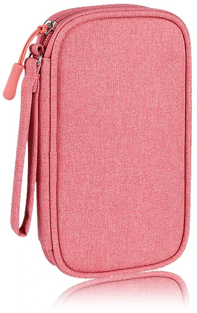 Main image of Electronics Organizer Bag Pouch Cable Charger Organizer Travel Shockproof Cord Carrying Case for Earphone Powerbank USB Hard Drive SD Card (Pink)