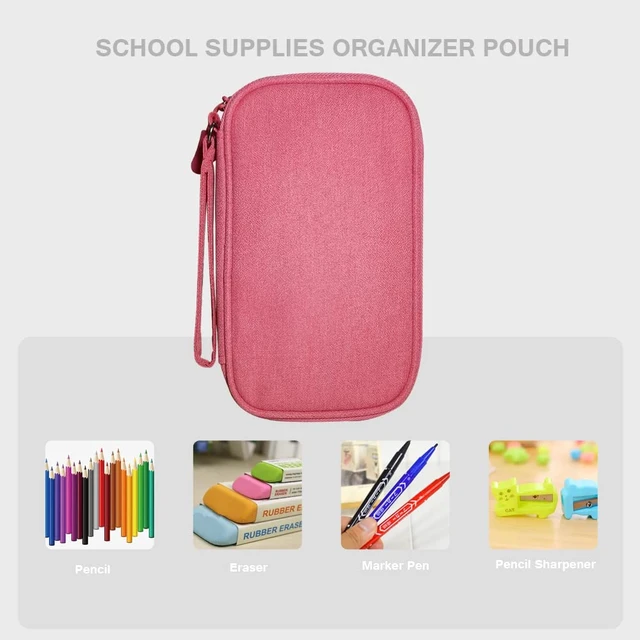 Alt view image 3 of 7 - Electronics Organizer Bag Pouch Cable Charger Organizer Travel Shockproof Cord Carrying Case for Earphone Powerbank USB Hard Drive SD Card (Pink)