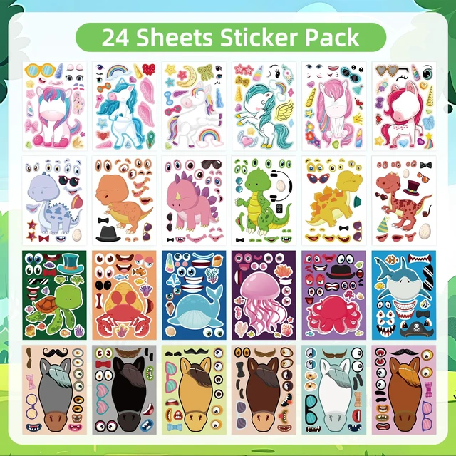 Alt view image 2 of 7 - 24 Sheets Make a Face Stickers for Kids Toddlers Party Favors Crafts