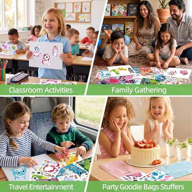 Alt view image 6 of 7 - 24 Sheets Make a Face Stickers for Kids Toddlers Party Favors Crafts
