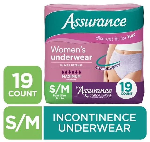 Main image of Assurance Women's Incontinence and Postpartum Underwear, S/M, Maximum Absorbency, 19 Count