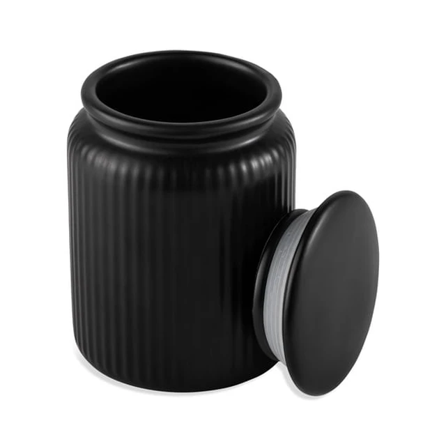 Alt view image 3 of 4 - Thyme & Table Small 580 mL Ceramic Ribbed Kitchen Organization Jar, Black
