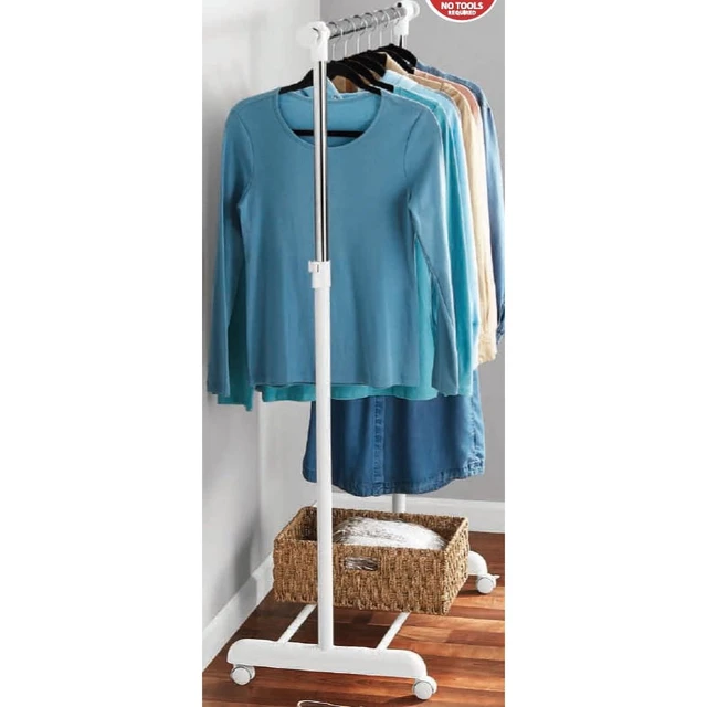 Alt view image 3 of 4 - Mainstays Adjustable Metal Rolling Garment Rack, Chrome & White