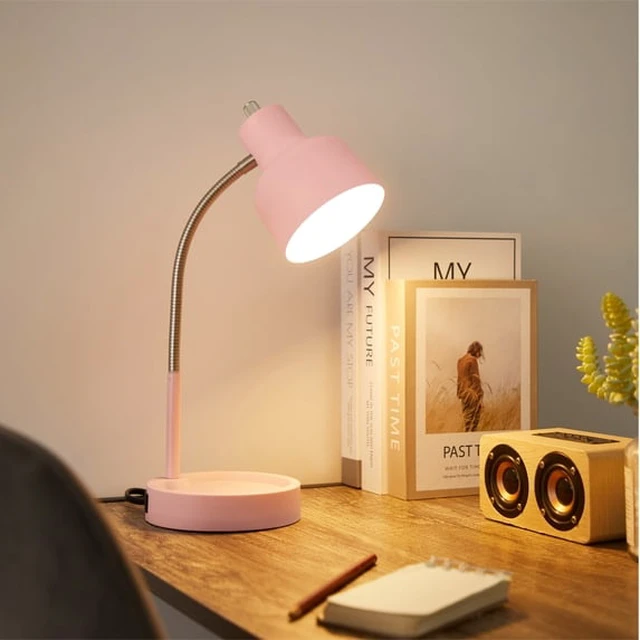 Alt view image 5 of 5 - Mainstays LED Desk Lamp with Catch-All Base & AC Outlet, Matte Blush Pink
