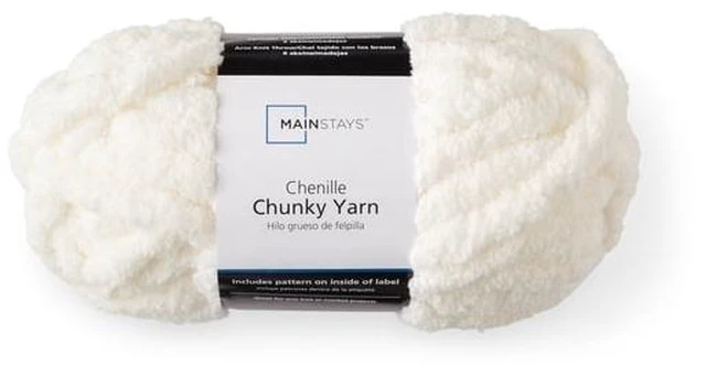 Main image of Mainstays Chunky Chenille Yarn, 31.7 yd, Ivory, 100% Polyester, Super Bulky