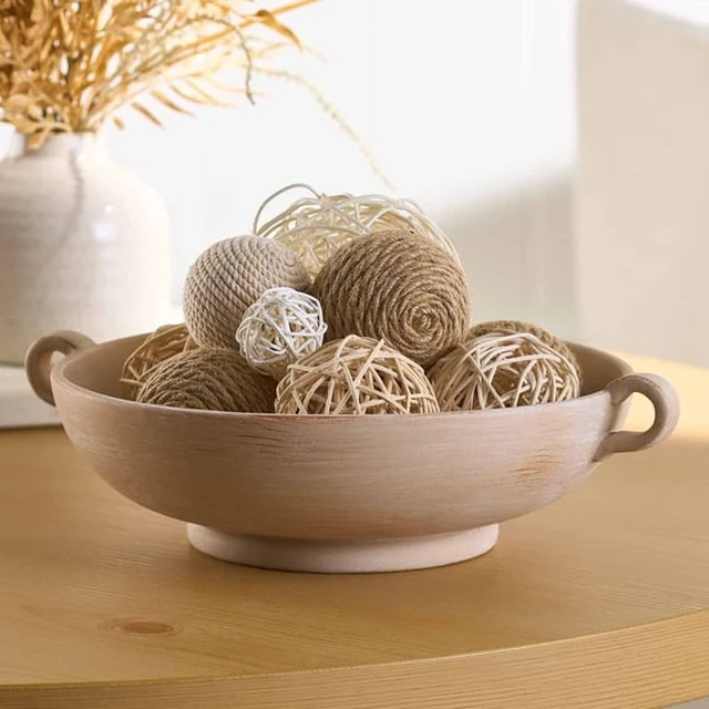 Alt view image 3 of 5 - Better Homes & Gardens Distressed Low Stoneware Decorative Bowl, Taupe, 12 in x 9.75 in x 3.37 in