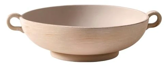Main image of Better Homes & Gardens Distressed Low Stoneware Decorative Bowl, Taupe, 12 in x 9.75 in x 3.37 in