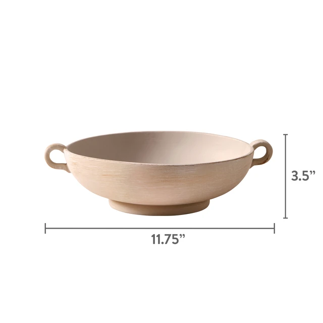 Alt view image 5 of 5 - Better Homes & Gardens Distressed Low Stoneware Decorative Bowl, Taupe, 12 in x 9.75 in x 3.37 in