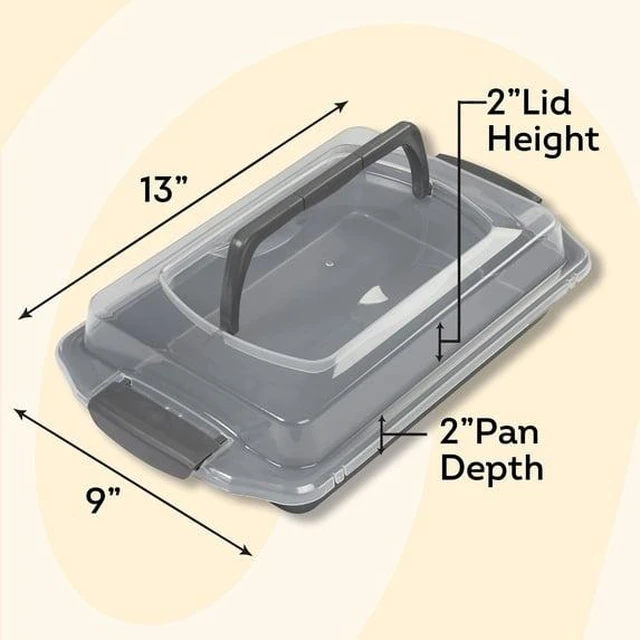 Alt view image 3 of 5 - Wilton Premium Steel Non-Stick Oblong Cake Pan with Lid 13 x 9-inch