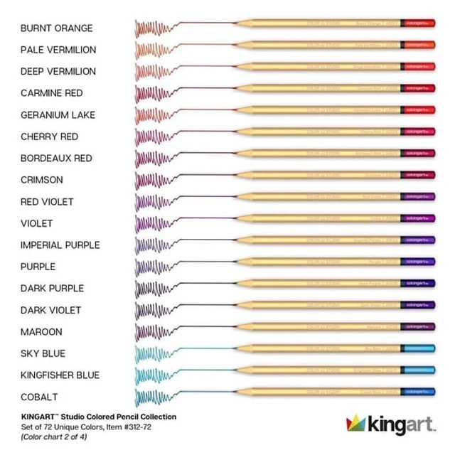 Alt view image 3 of 5 - KINGART Studio Colored Pencils Set 72 Soft Wax-Based Cores for Drawing & Coloring for Artists and Beginners