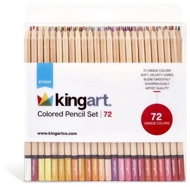 Main image of KINGART Studio Colored Pencils Set 72 Soft Wax-Based Cores for Drawing & Coloring for Artists and Beginners
