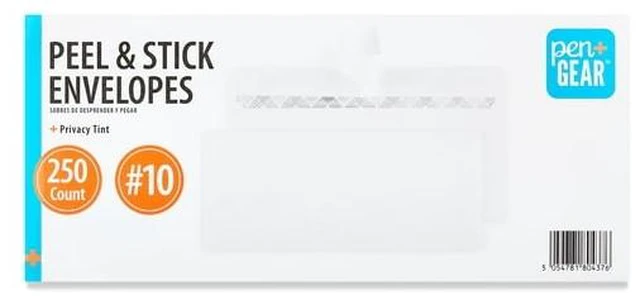 Main image of Pen + Gear #10 Envelope, Peel & Stick, White, Privacy Tint , Count per Pack 250, Size- 4.13"x9.5"