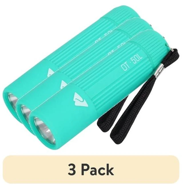 Main image of (3 pack) Ozark Trail Mini Handheld LED Flashlight, 50 Lumens, 3 AAA Batteries Included, Teal
