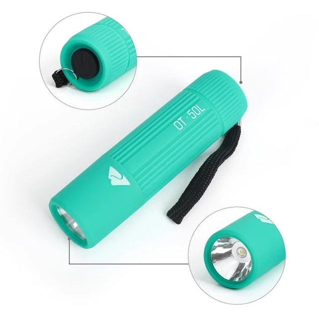 Alt view image 3 of 5 - (3 pack) Ozark Trail Mini Handheld LED Flashlight, 50 Lumens, 3 AAA Batteries Included, Teal