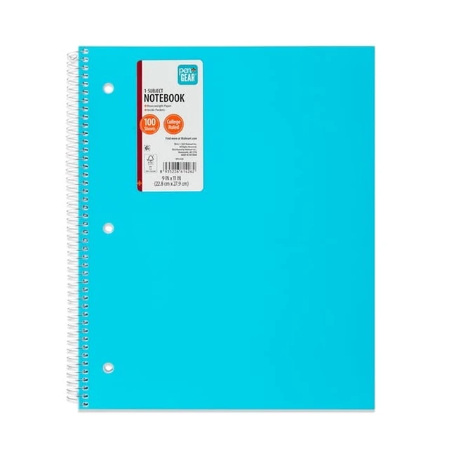 Alt view image 3 of 4 - (4 pack) Pen+Gear College Ruled Poly 1-Subject Notebook with Inside Pockets, 9 in x 11 in, 100 Heavyweight Sheets