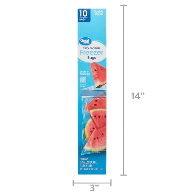 Alt view image 2 of 5 - (4 pack) Great Value Double Zipper 2 Gallon Freezer Bag, 10 Count