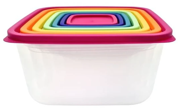 Main image of Mainstays Plastic Rainbow Food Storage Set, Multi Color, 14 Count, Best Use for Leftover Storage and Reheating