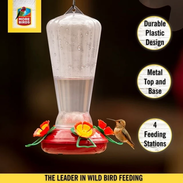 Alt view image 2 of 4 - More Birds Hollyhock Hummingbird Feeder with 25 oz Nectar Capacity - Clear Plastic Design