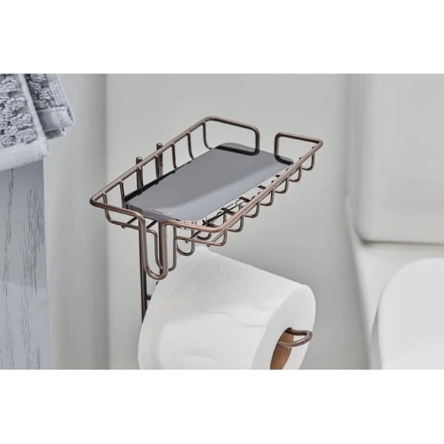 Alt view image 3 of 5 - Better Homes & Gardens Bronze Flatwire Free-Standing Toilet Paper Holder with Reserve