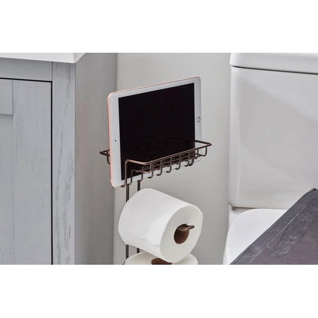 Alt view image 5 of 5 - Better Homes & Gardens Bronze Flatwire Free-Standing Toilet Paper Holder with Reserve