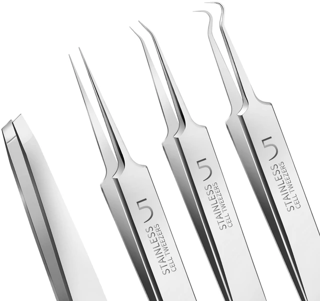 Main image of Teenitor 4-Piece Professional Blackhead Tweezers and Pimple Popper Tool Kit, Stainless Steel, for Acne and Whitehead