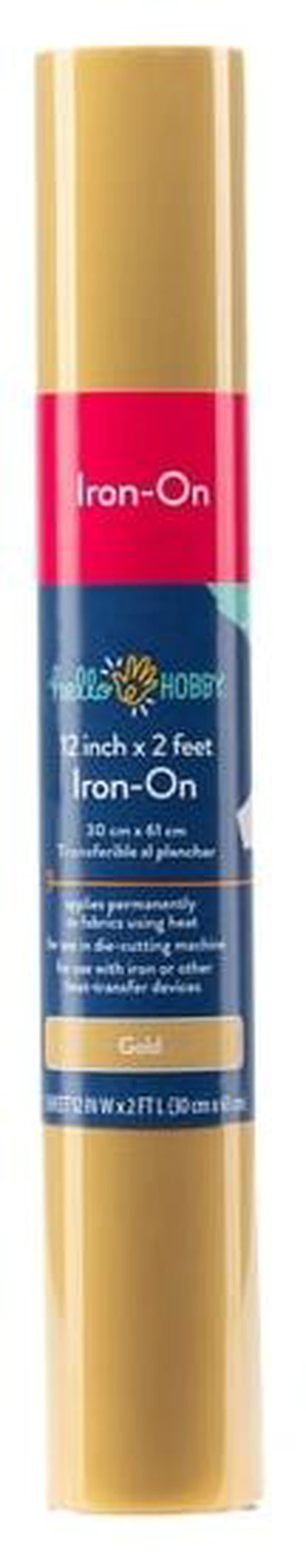 Main image of Hello Hobby 12" x 2' Gold Iron-On Craft Vinyl Roll